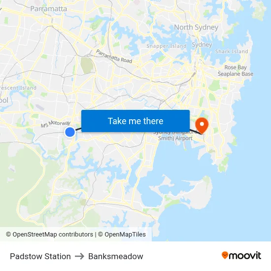 Padstow Station to Banksmeadow map