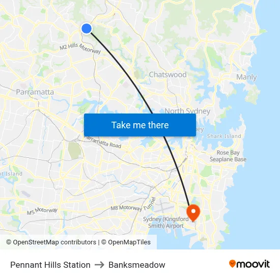 Pennant Hills Station to Banksmeadow map