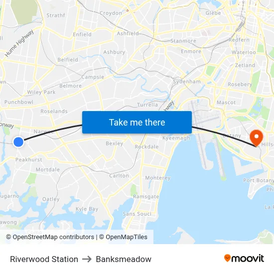 Riverwood Station to Banksmeadow map