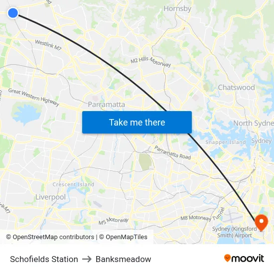 Schofields Station to Banksmeadow map