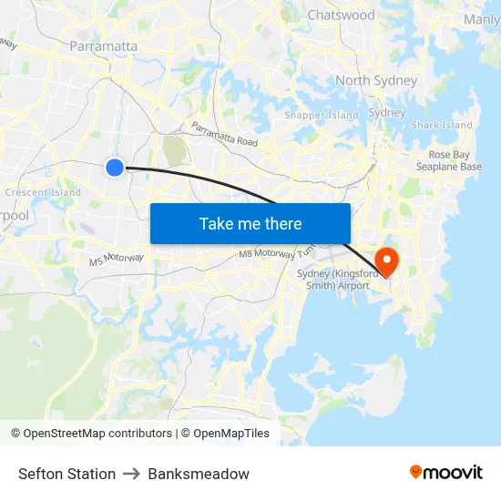 Sefton Station to Banksmeadow map
