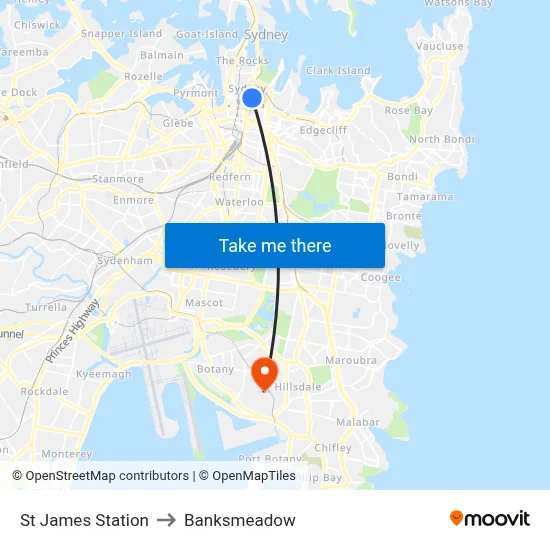 St James Station to Banksmeadow map