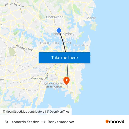 St Leonards Station to Banksmeadow map