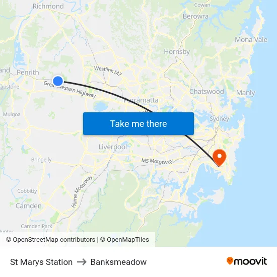 St Marys Station to Banksmeadow map