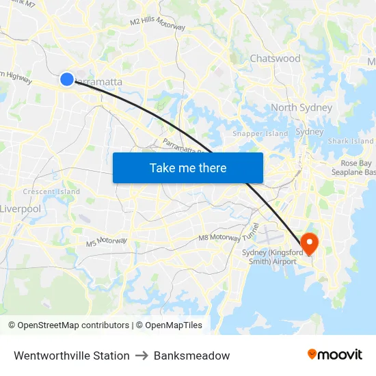 Wentworthville Station to Banksmeadow map