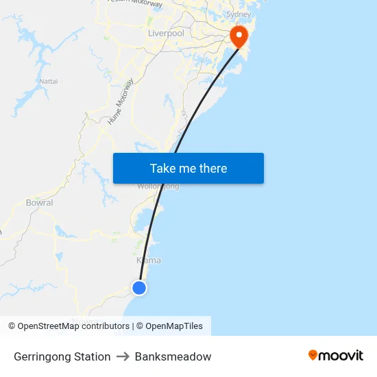 Gerringong Station to Banksmeadow map