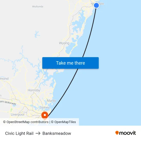Civic Light Rail to Banksmeadow map