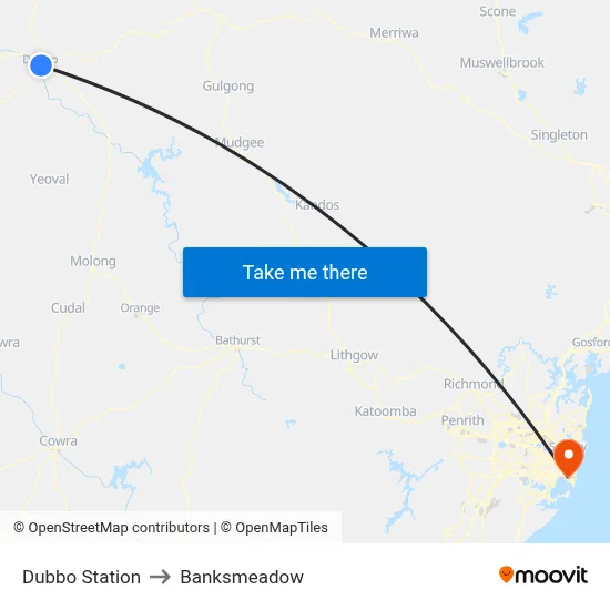 Dubbo Station to Banksmeadow map