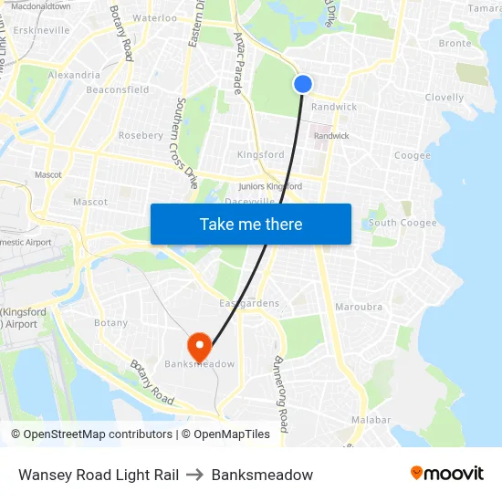Wansey Road Light Rail to Banksmeadow map