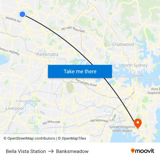 Bella Vista Station to Banksmeadow map