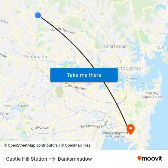 Castle Hill Station to Banksmeadow map