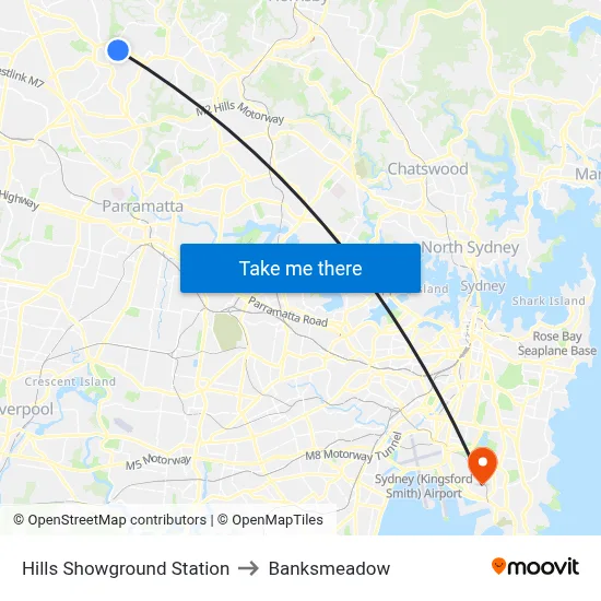 Hills Showground Station to Banksmeadow map