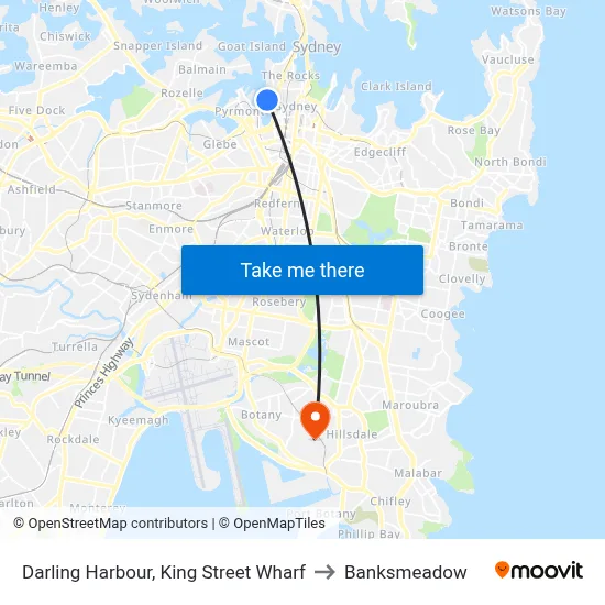 Darling Harbour, King Street Wharf to Banksmeadow map
