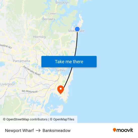 Newport Wharf to Banksmeadow map