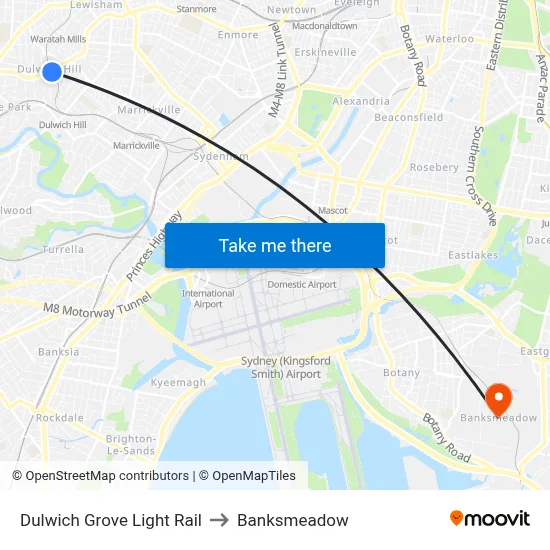 Dulwich Grove Light Rail to Banksmeadow map