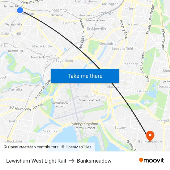 Lewisham West Light Rail to Banksmeadow map