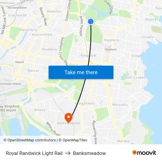 Royal Randwick Light Rail to Banksmeadow map