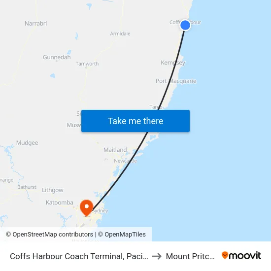 Coffs Harbour Coach Terminal, Pacific Hwy to Mount Pritchard map