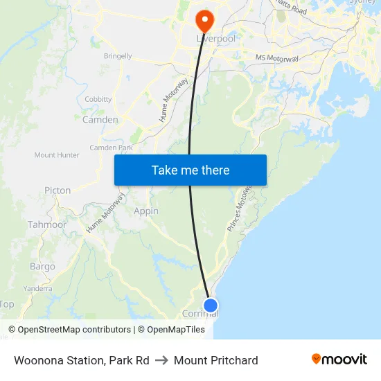 Woonona Station, Park Rd to Mount Pritchard map