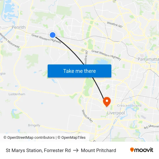 St Marys Station, Forrester Rd to Mount Pritchard map