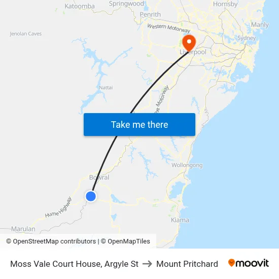 Moss Vale Court House, Argyle St to Mount Pritchard map