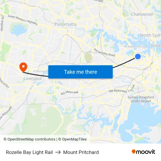 Rozelle Bay Light Rail to Mount Pritchard map