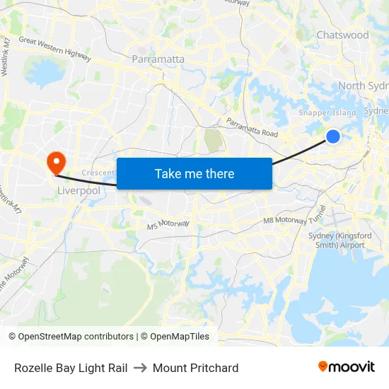 Rozelle Bay Light Rail to Mount Pritchard map
