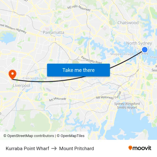 Kurraba Point Wharf to Mount Pritchard map