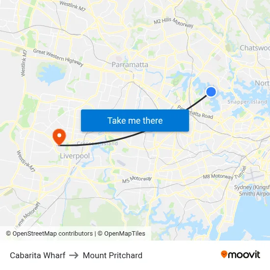 Cabarita Wharf to Mount Pritchard map