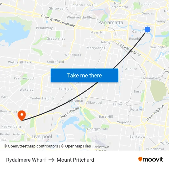 Rydalmere Wharf to Mount Pritchard map