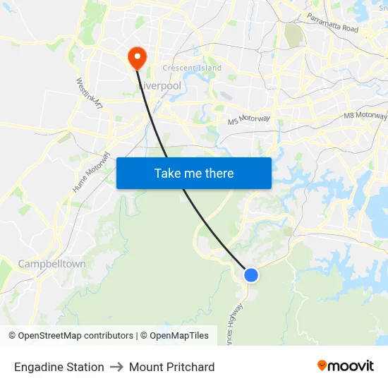 Engadine Station to Mount Pritchard map