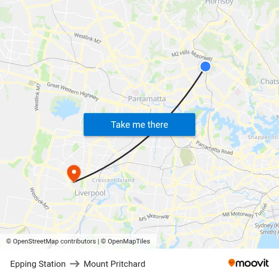 Epping Station to Mount Pritchard map