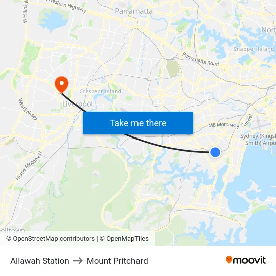 Allawah Station to Mount Pritchard map