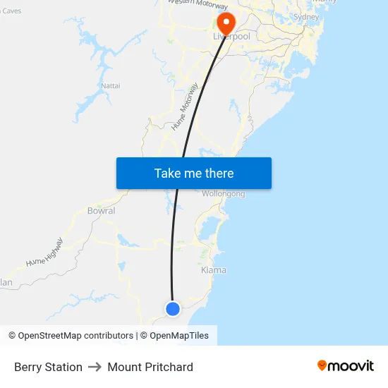Berry Station to Mount Pritchard map