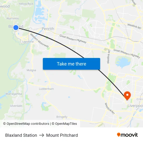Blaxland Station to Mount Pritchard map