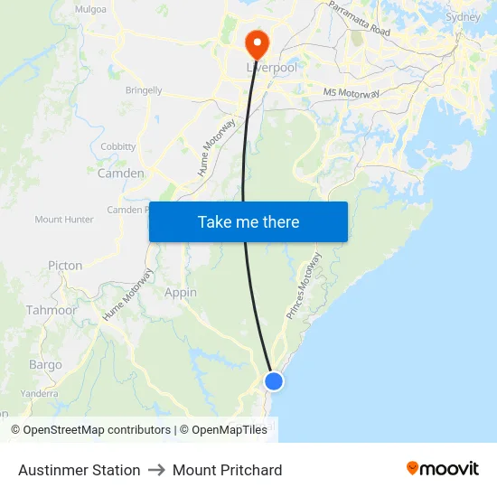 Austinmer Station to Mount Pritchard map