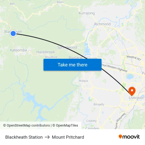 Blackheath Station to Mount Pritchard map