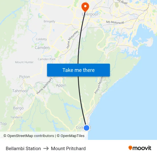Bellambi Station to Mount Pritchard map