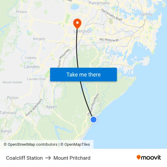 Coalcliff Station to Mount Pritchard map