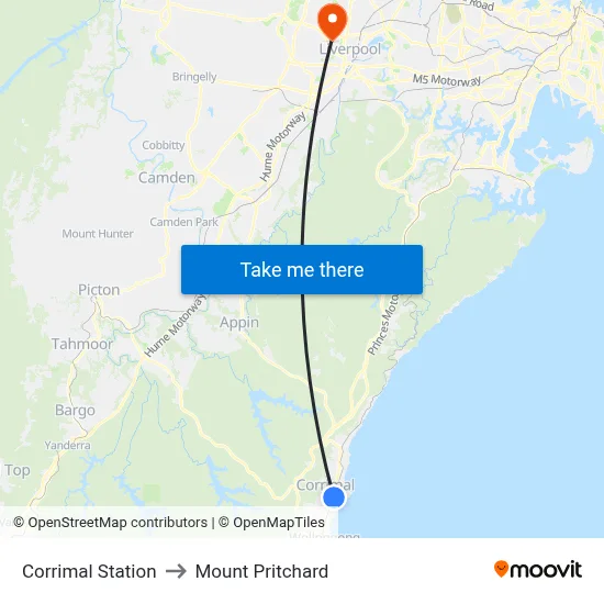 Corrimal Station to Mount Pritchard map