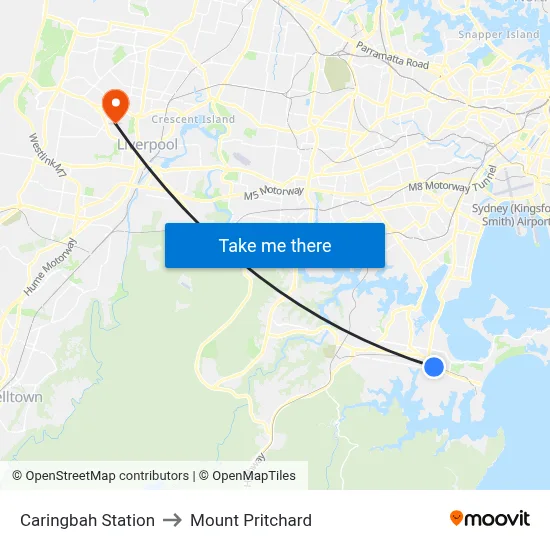 Caringbah Station to Mount Pritchard map