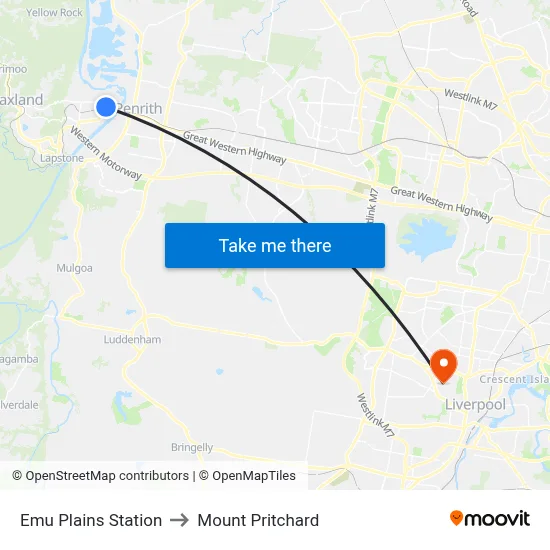 Emu Plains Station to Mount Pritchard map
