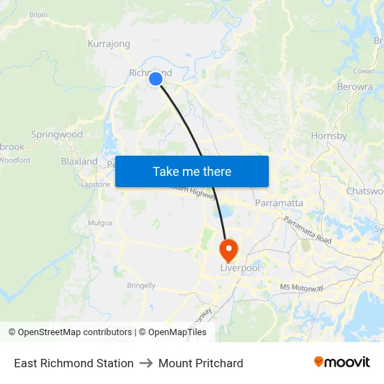 East Richmond Station to Mount Pritchard map