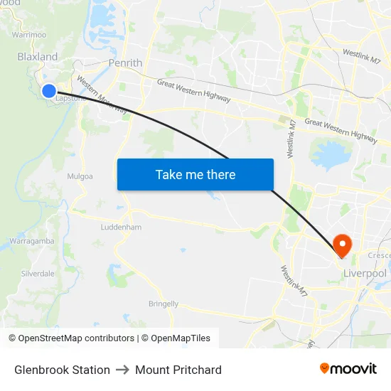 Glenbrook Station to Mount Pritchard map