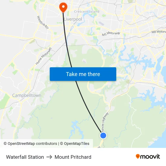 Waterfall Station to Mount Pritchard map