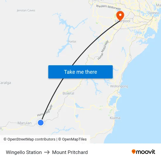 Wingello Station to Mount Pritchard map