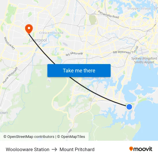 Woolooware Station to Mount Pritchard map