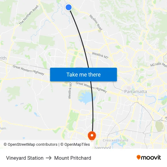 Vineyard Station to Mount Pritchard map