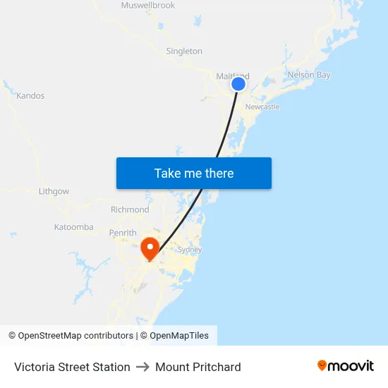 Victoria Street Station to Mount Pritchard map