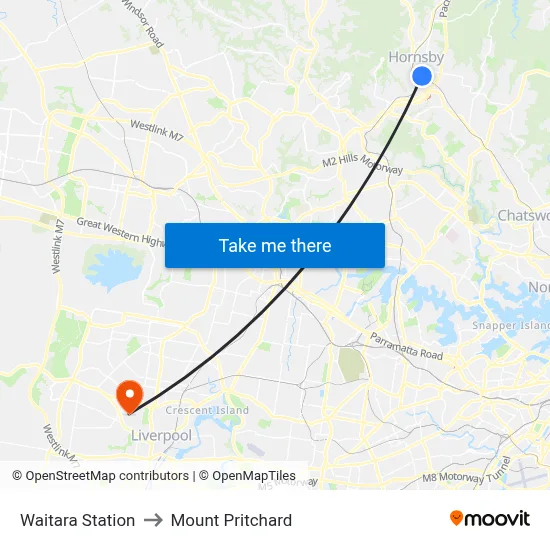 Waitara Station to Mount Pritchard map